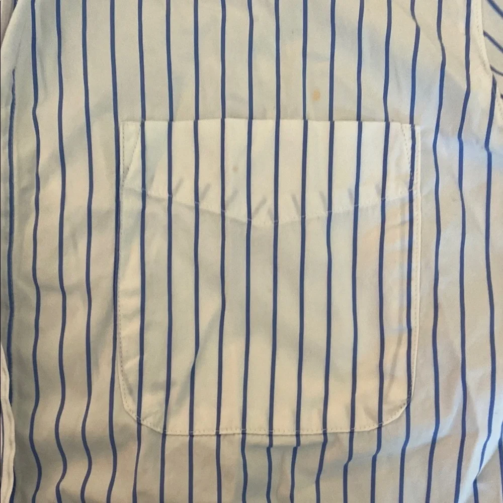 Frank & Eileen Sylvio Blue and White Untuckable Striped Shirt sz Med - Picture 3 of 8